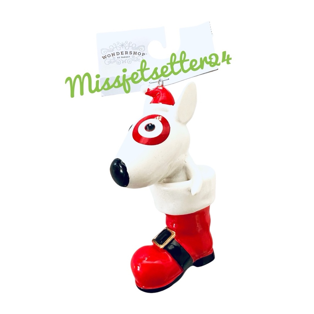 Target Wondershop Christmas Bullseye Dog Santa Boot Ornament 2024 - Picture 4 of 6